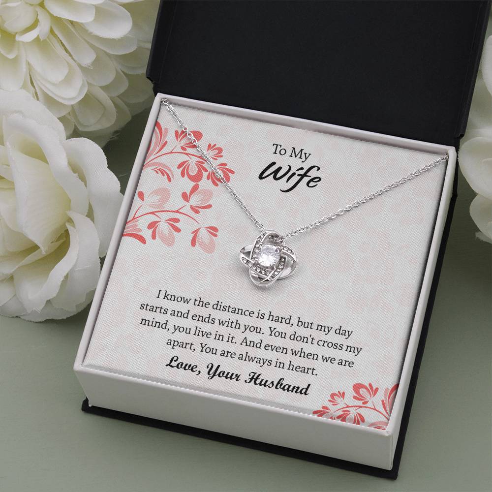 To My Wife Love Knot Necklace, Message Card Jewelry, Anniversary Gift for Wife, Wife Birthday Gift, Necklace for Wife