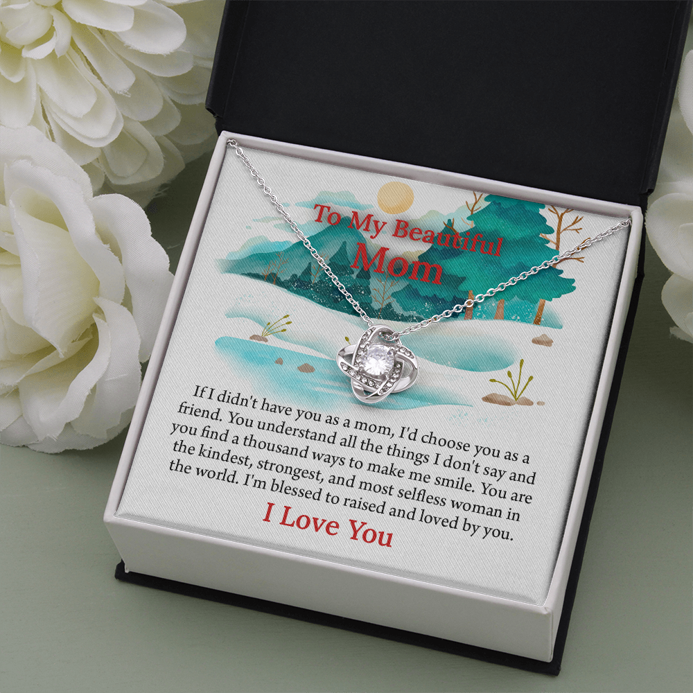 To My Beautiful Mom Love Knot Necklace From Daughter, Thoughtful Present From Son, Mothers Day Gift To Mom