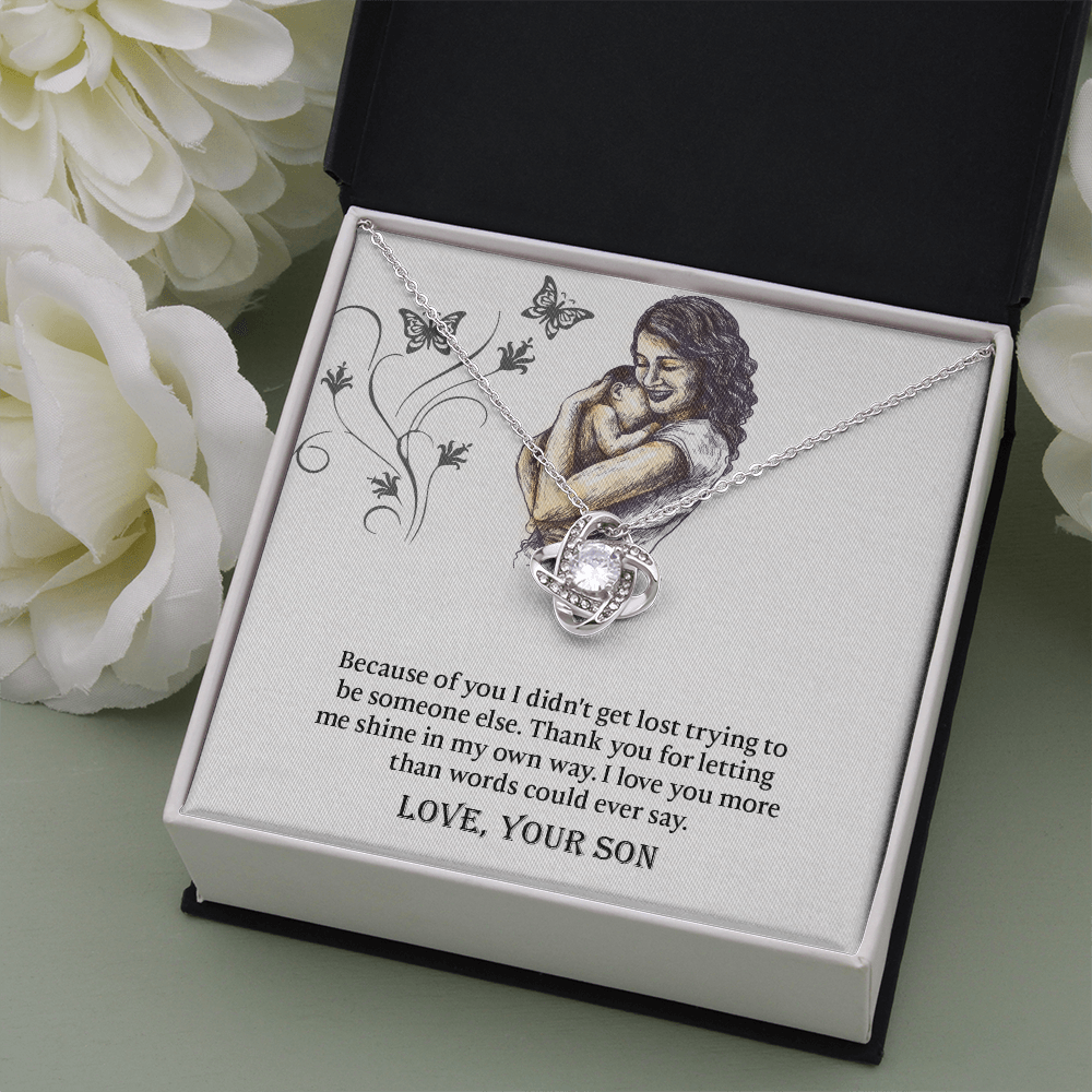 To My Mom Love Knot Necklace, Presents for Mom, Mothers Day Gift From Son, Mama Necklace