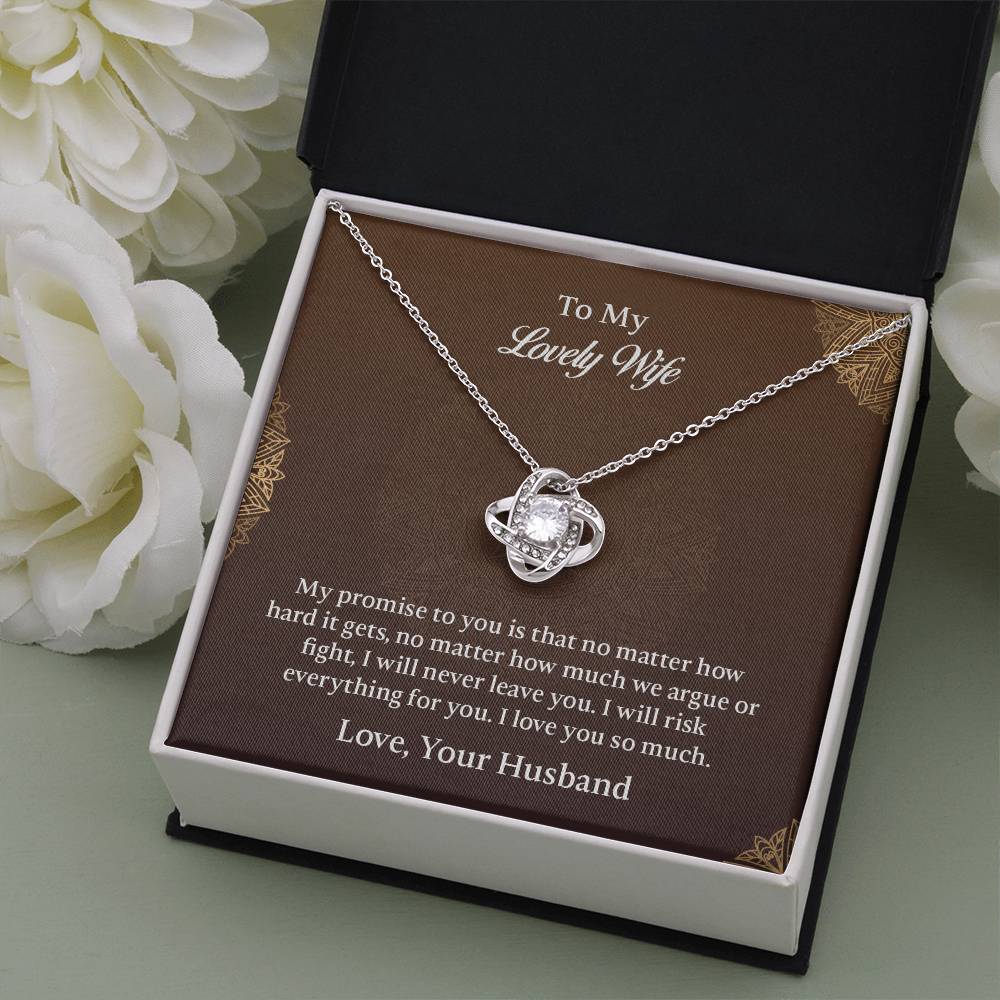 To My Wife Love Knot Necklace, Wife Jewelry, Anniversary Gift for Wife, Wife Birthday Gift, Necklace for Wife