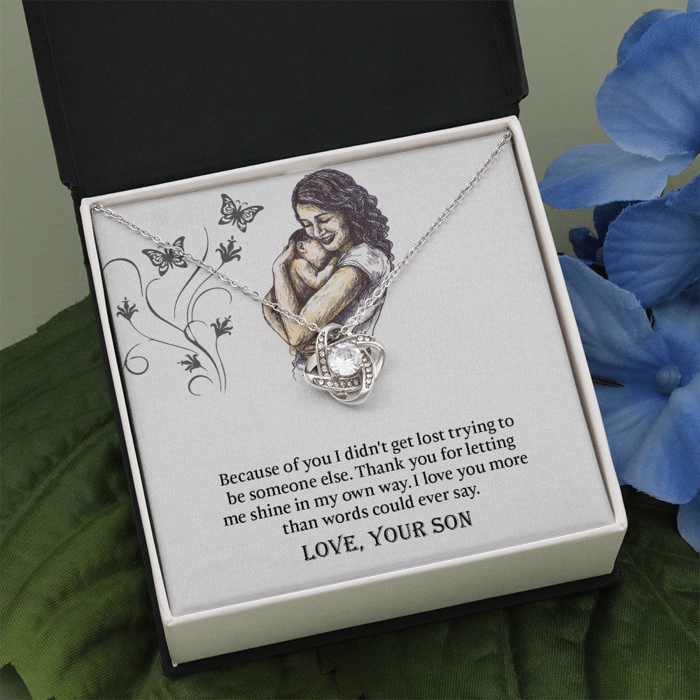 To My Mom Love Knot Necklace, Presents for Mom, Mothers Day Gift From Son, Mama Necklace