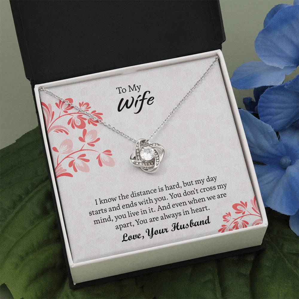 To My Wife Love Knot Necklace, Message Card Jewelry, Anniversary Gift for Wife, Wife Birthday Gift, Necklace for Wife