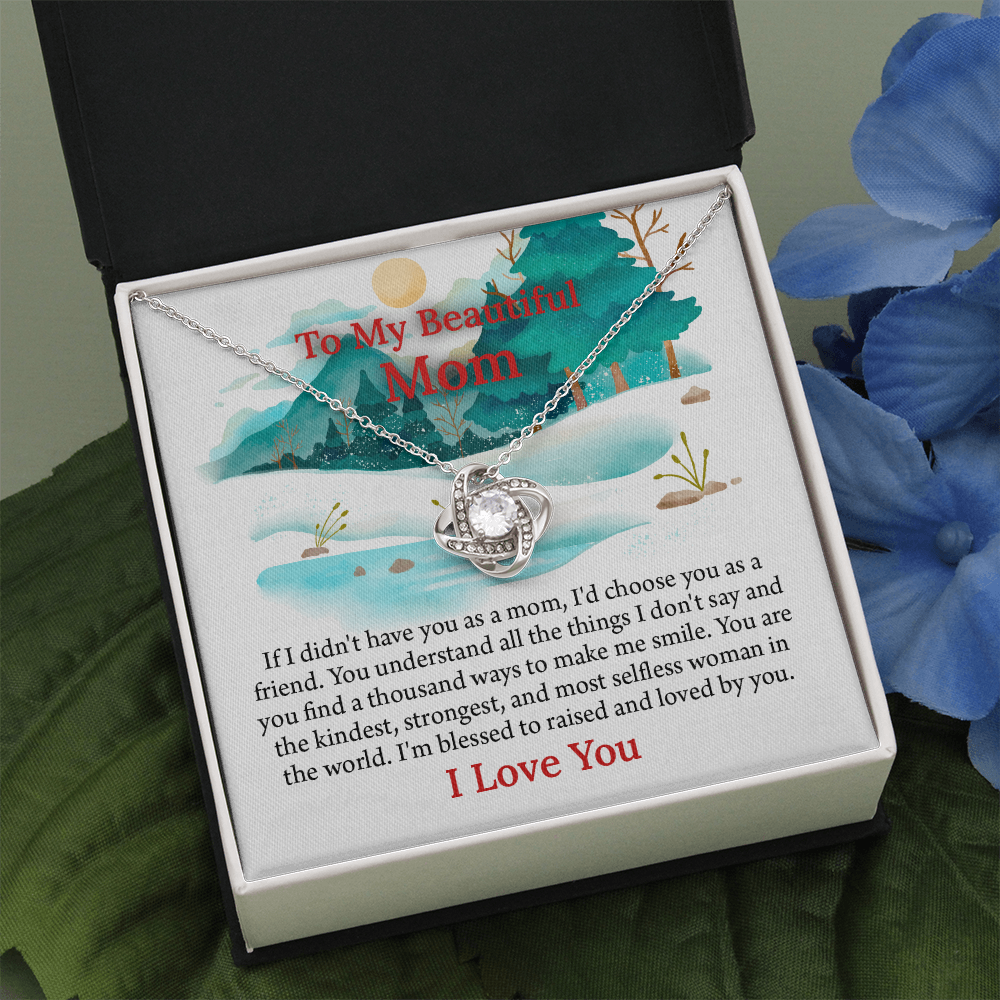 To My Beautiful Mom Love Knot Necklace From Daughter, Thoughtful Present From Son, Mothers Day Gift To Mom