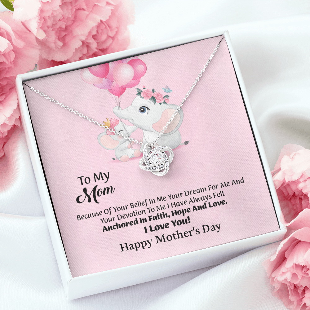 To My Mom Love Knot Necklace From Daughter, Thoughtful Present From Son, Mothers Day Gift To Mom