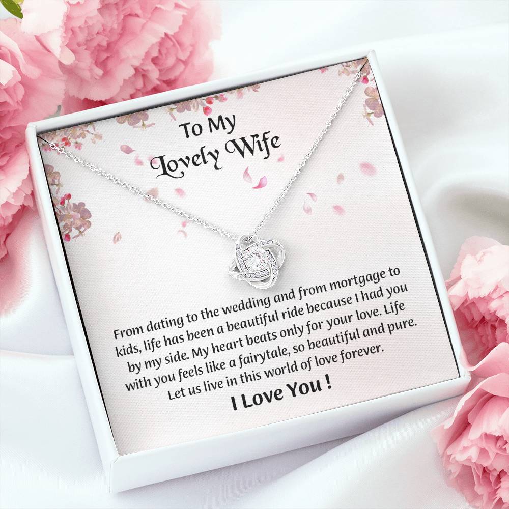 My Lovely Wife Love Knot Necklace, Romantic Anniversary Gift For Wife, Wife Birthday Gift, Necklace For Wife