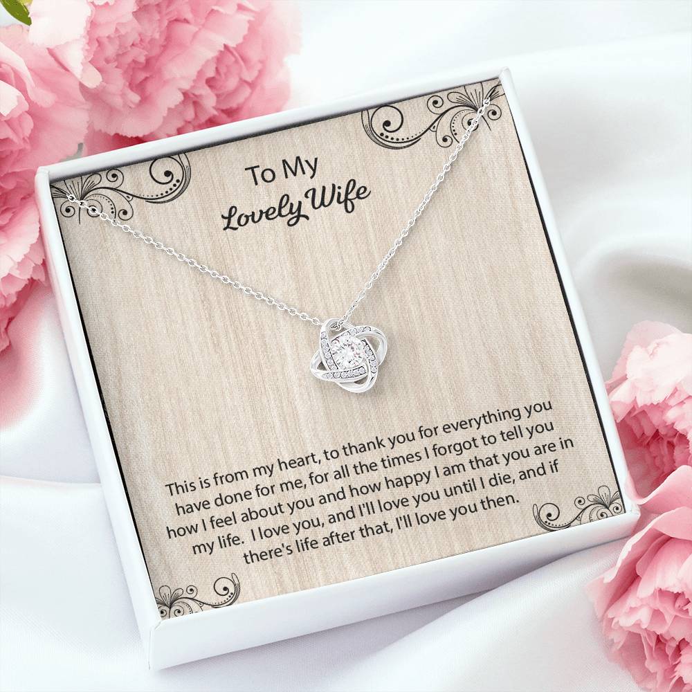 To My Lovely Wife Love Knot Necklace, Jewelry Gift For Wife , Anniversary Gift For Wife, Wife Birthday Gift, Necklace For Wife