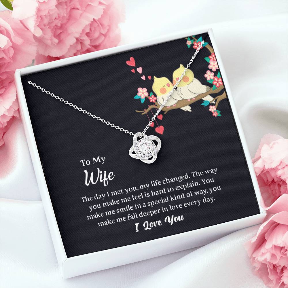 Love Knot Necklace for Wife, Message Card with Jewelry, Romantic Anniversary gift for Wife, Wife Birthday Gift