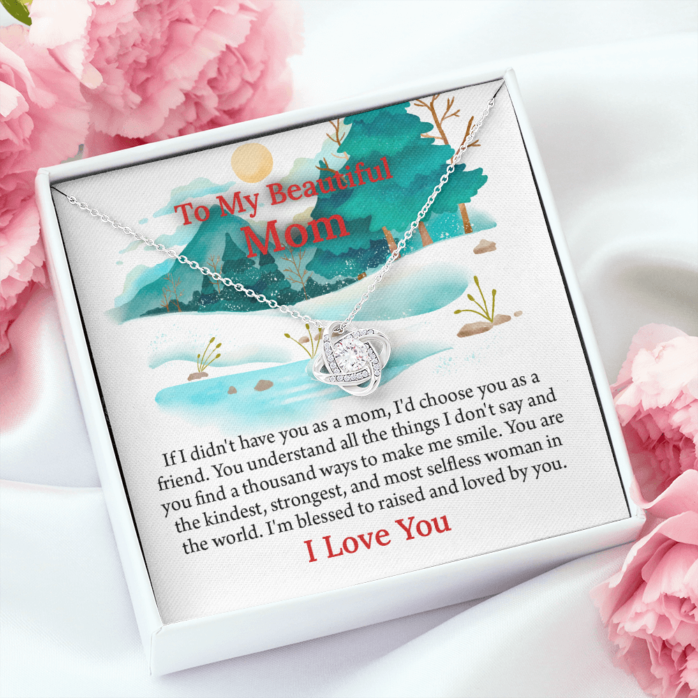 To My Beautiful Mom Love Knot Necklace From Daughter, Thoughtful Present From Son, Mothers Day Gift To Mom