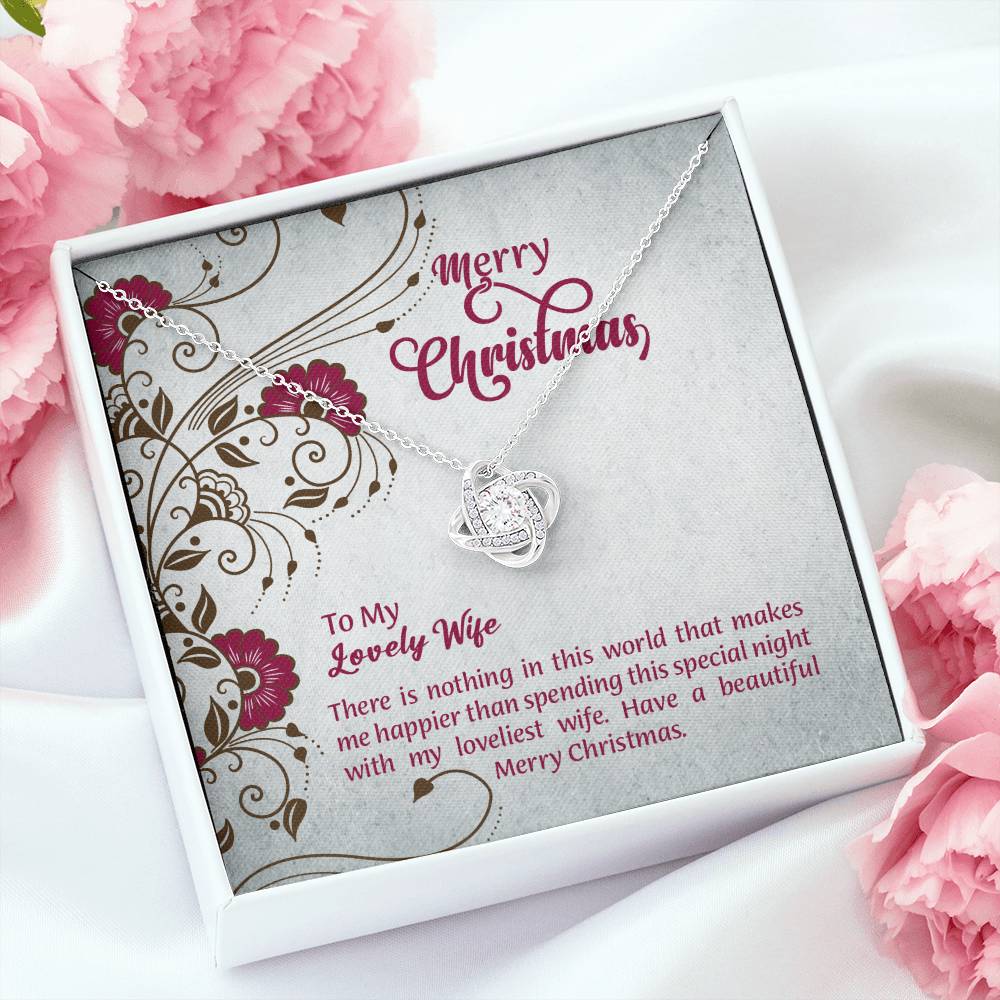 To My Lovely Wife Love Knot Necklace, Christmas Gift From Husband, Sentimental Gift For Wife, Meaningful Gift For Her, Romantic Jewelry For Wife, Love Message Card Gift