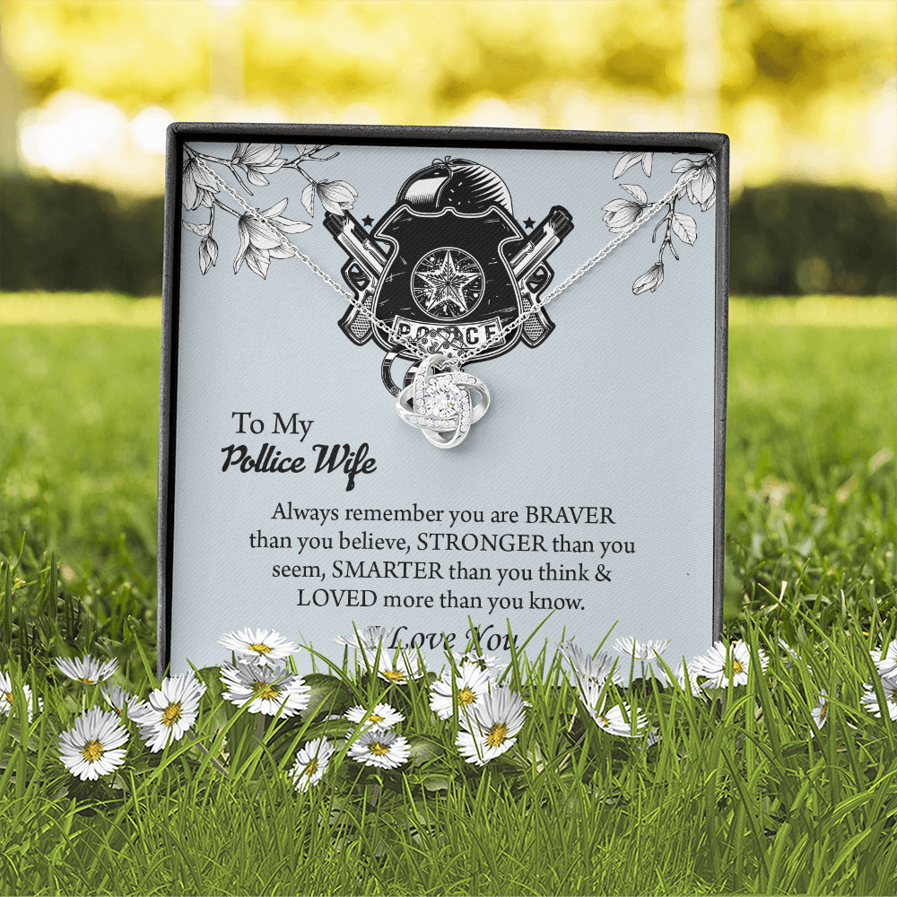 To My Police Wife Love Knot Necklace, Gift for Police Officer Wife, Police Wife Anniversary Present, Husband To Wife Birthday Gifts