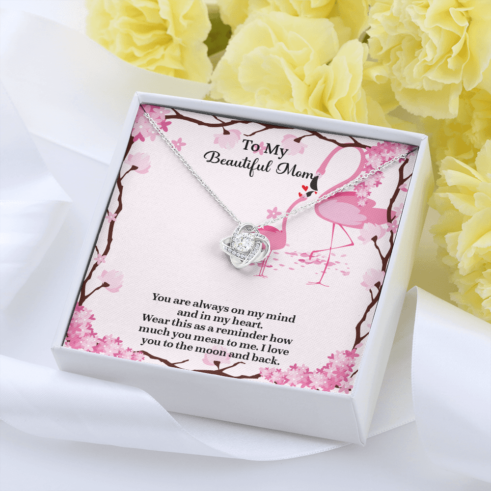 To My Beautiful Mom Love Knot Necklace from Daughter, Mothers Day Gift for Mom, Thoughtful Present from Son