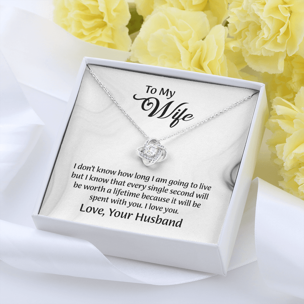 To My Wife Love Knot Necklace, Message Card Jewelry, Wife Jewelry, Anniversary Gift for Wife, Wife Birthday Gift, Necklace for Wife