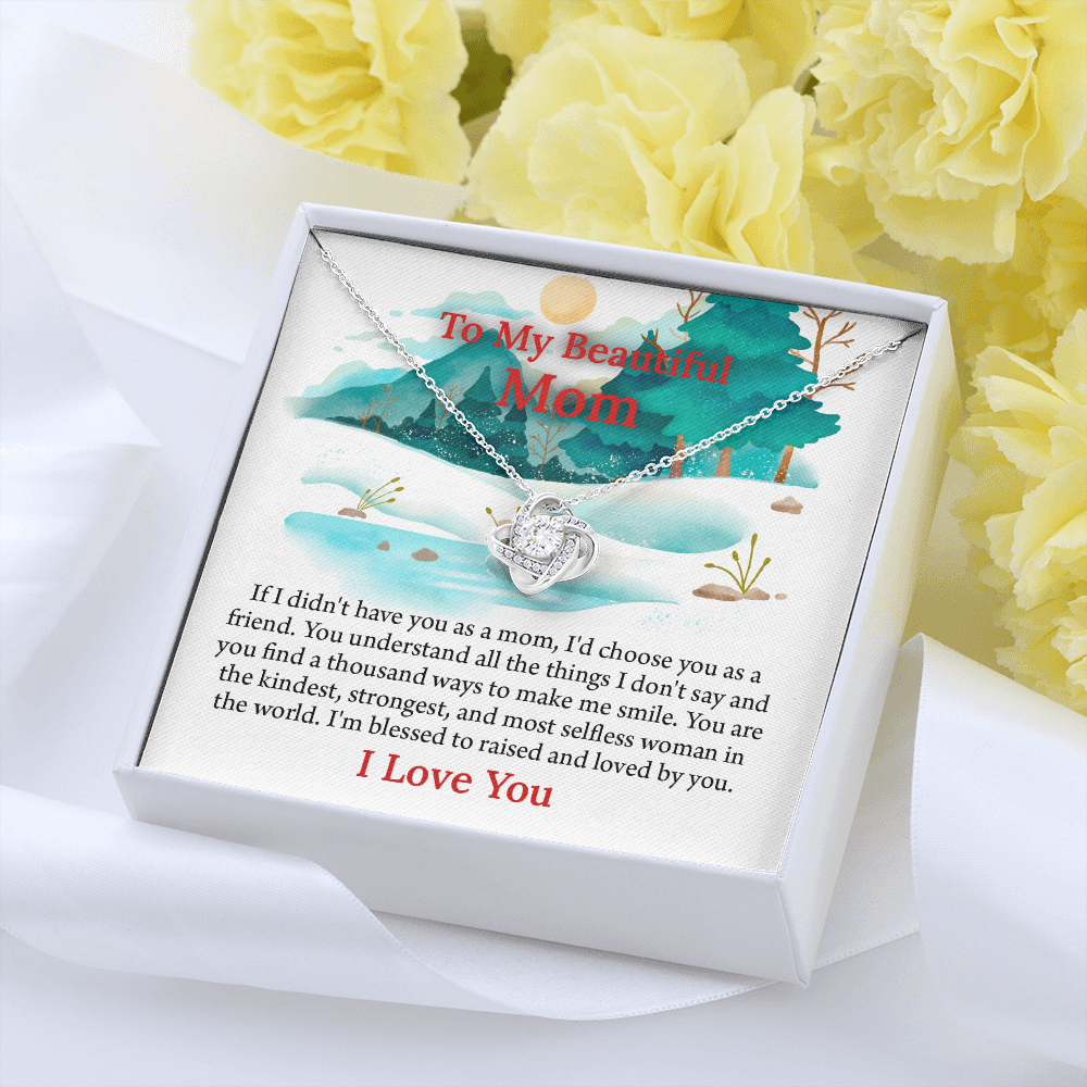 To My Beautiful Mom Love Knot Necklace From Daughter, Thoughtful Present From Son, Mothers Day Gift To Mom
