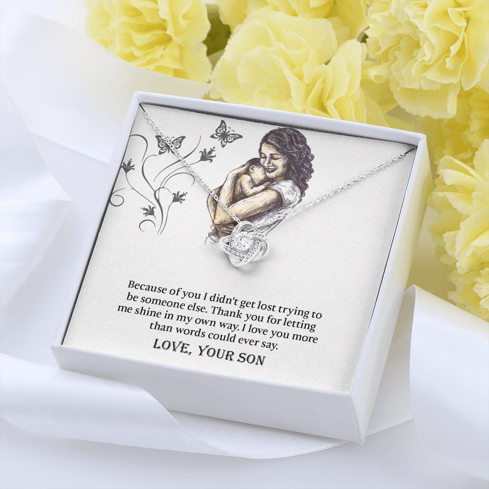 To My Mom Love Knot Necklace, Presents for Mom, Mothers Day Gift From Son, Mama Necklace