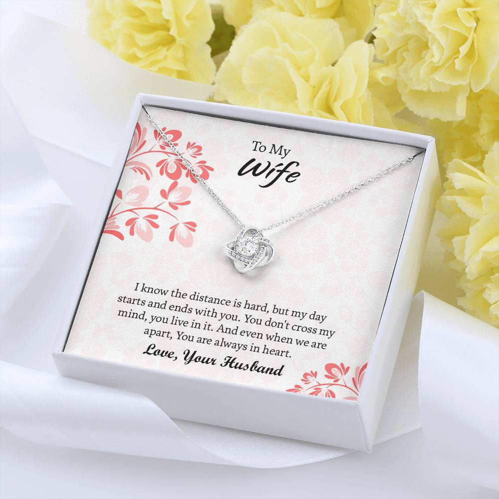 To My Wife Love Knot Necklace, Message Card Jewelry, Anniversary Gift for Wife, Wife Birthday Gift, Necklace for Wife