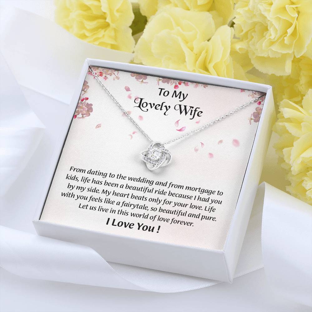 My Lovely Wife Love Knot Necklace, Romantic Anniversary Gift For Wife, Wife Birthday Gift, Necklace For Wife