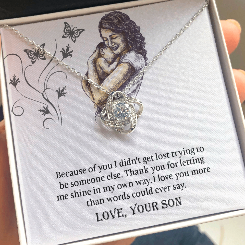 To My Mom Love Knot Necklace, Presents for Mom, Mothers Day Gift From Son, Mama Necklace