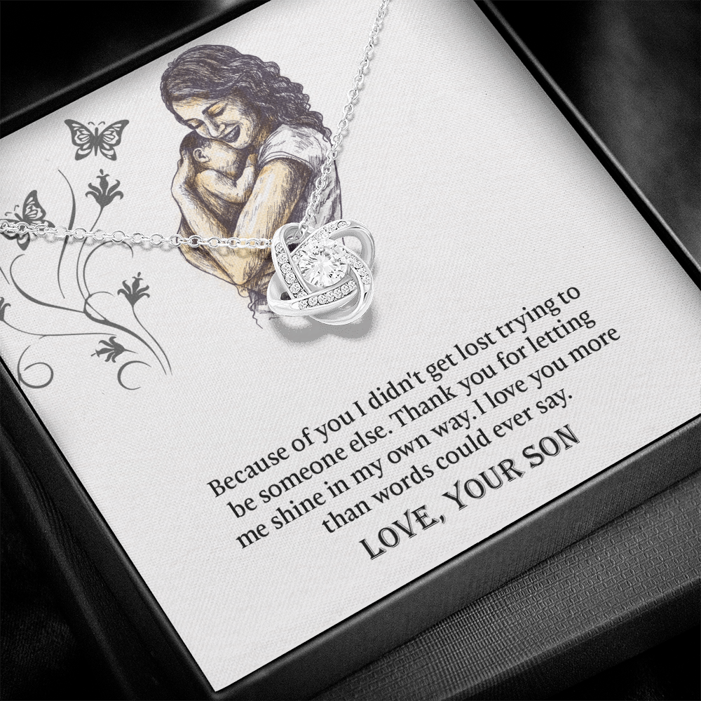 To My Mom Love Knot Necklace, Presents for Mom, Mothers Day Gift From Son, Mama Necklace