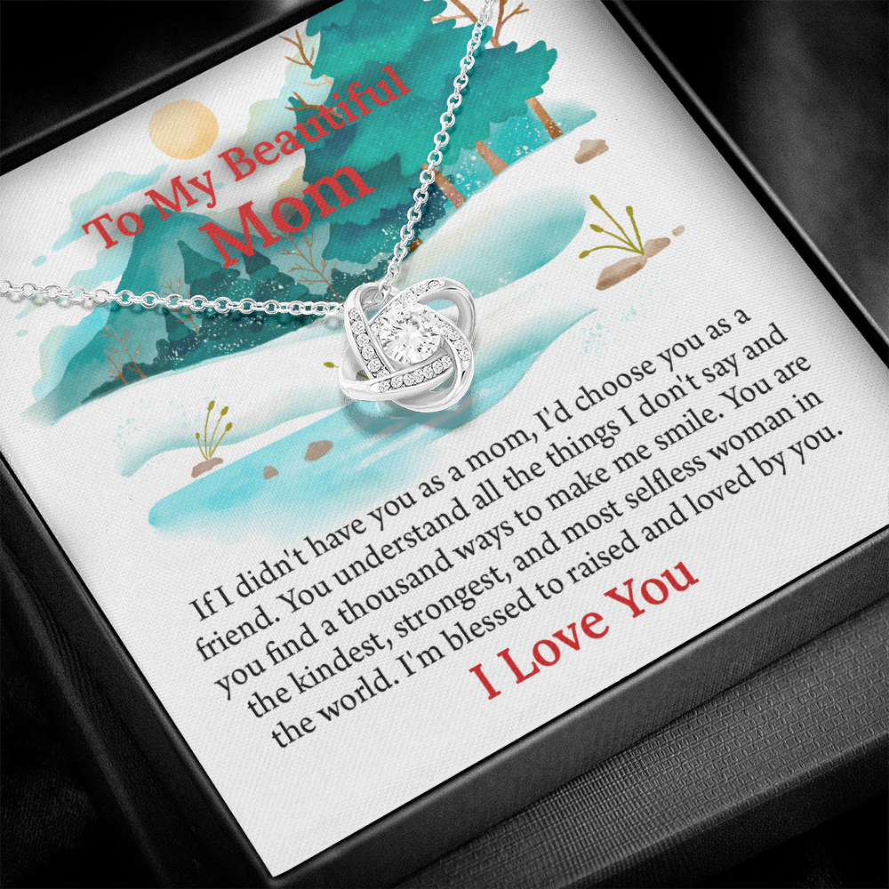 To My Beautiful Mom Love Knot Necklace From Daughter, Thoughtful Present From Son, Mothers Day Gift To Mom