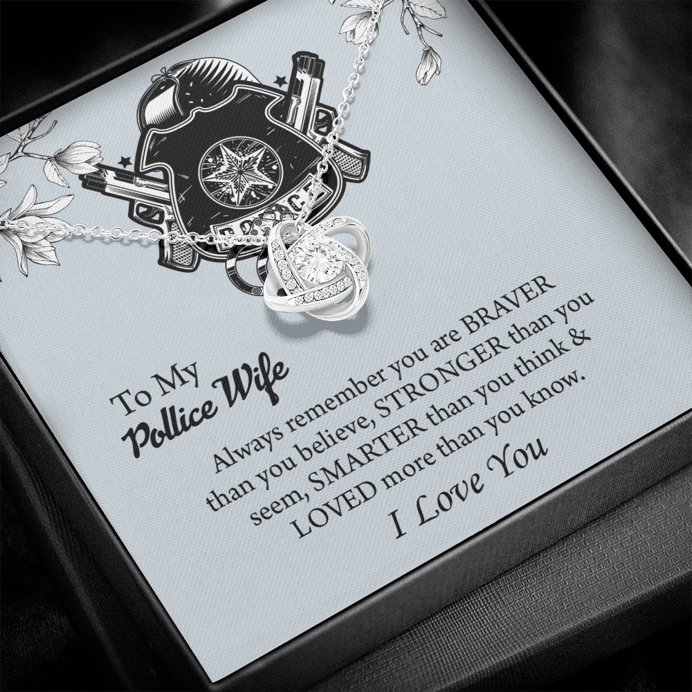 To My Police Wife Love Knot Necklace, Gift for Police Officer Wife, Police Wife Anniversary Present, Husband To Wife Birthday Gifts