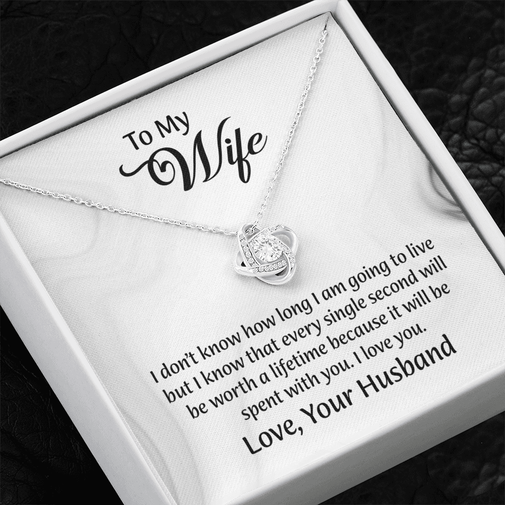 To My Wife Love Knot Necklace, Message Card Jewelry, Wife Jewelry, Anniversary Gift for Wife, Wife Birthday Gift, Necklace for Wife