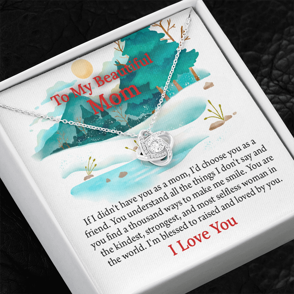 To My Beautiful Mom Love Knot Necklace From Daughter, Thoughtful Present From Son, Mothers Day Gift To Mom