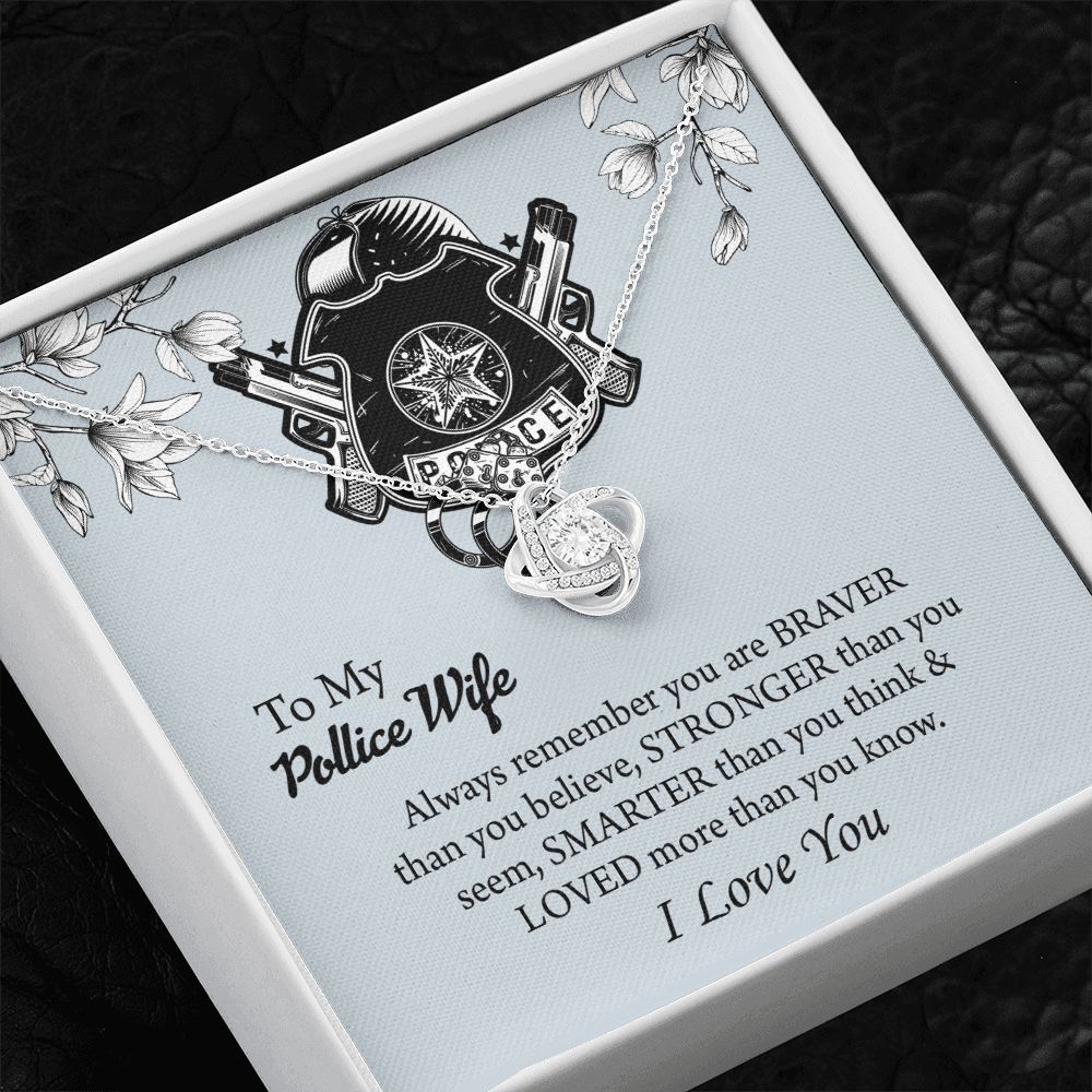 To My Police Wife Love Knot Necklace, Gift for Police Officer Wife, Police Wife Anniversary Present, Husband To Wife Birthday Gifts