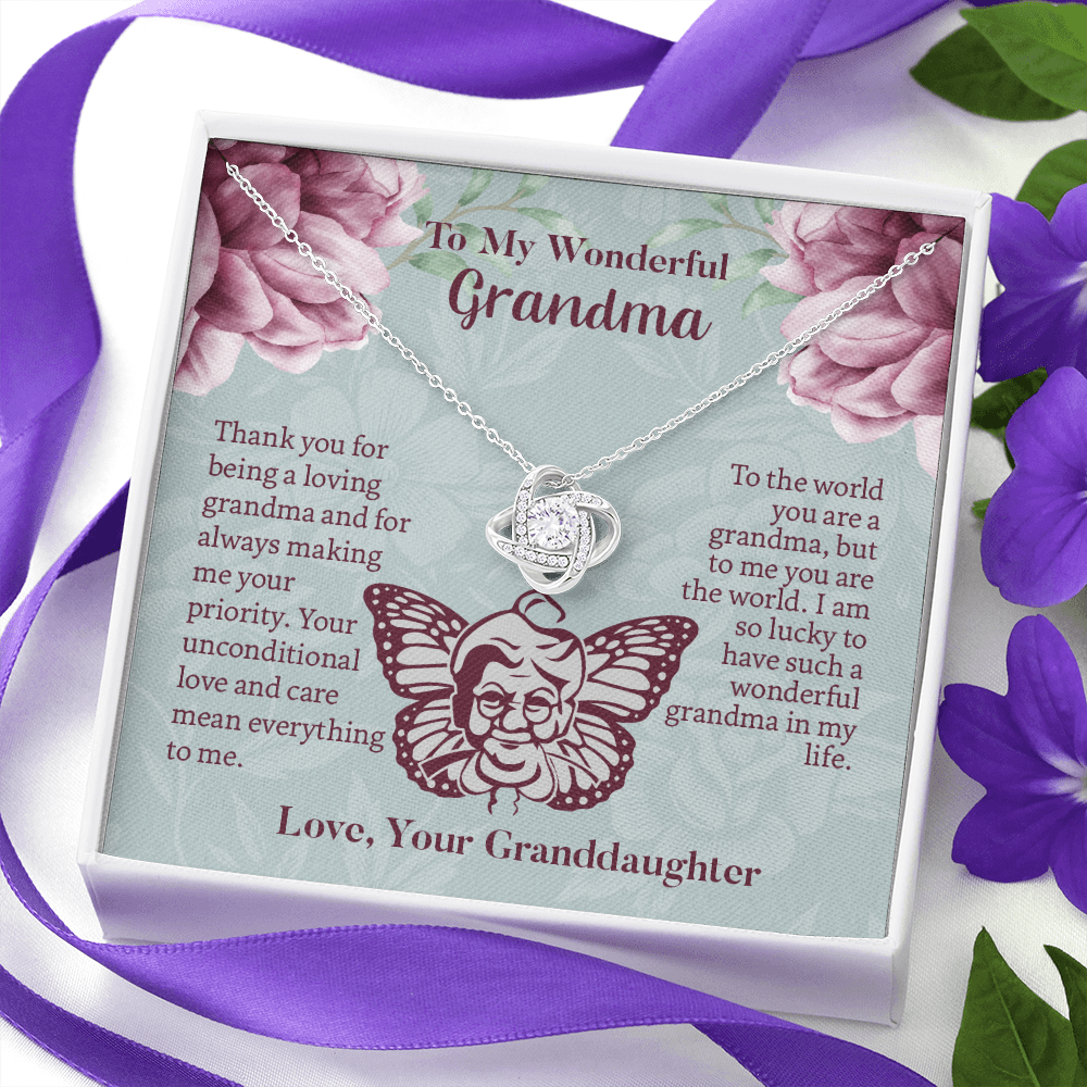 To My Wonderful Grandma Love Knot Necklace, Grandmother Necklace, Grandma Gift, Gift For Grandma from granddaughter