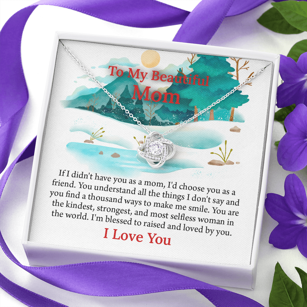 To My Beautiful Mom Love Knot Necklace From Daughter, Thoughtful Present From Son, Mothers Day Gift To Mom