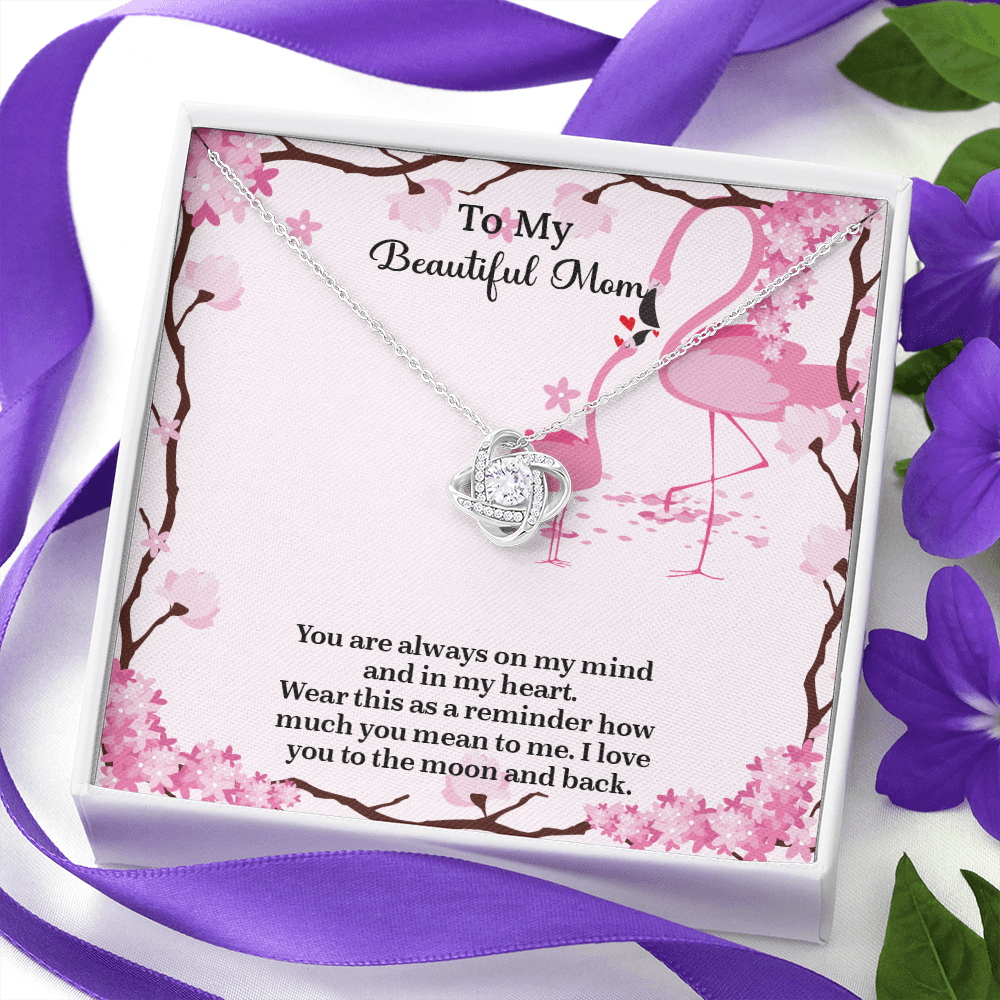 To My Beautiful Mom Love Knot Necklace from Daughter, Mothers Day Gift for Mom, Thoughtful Present from Son