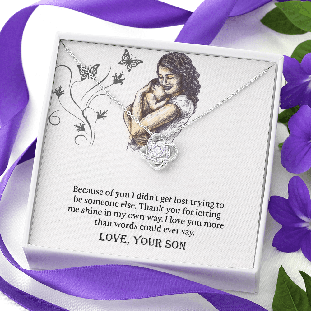 To My Mom Love Knot Necklace, Presents for Mom, Mothers Day Gift From Son, Mama Necklace
