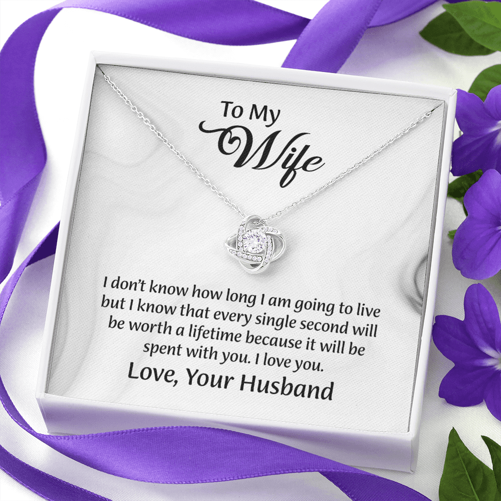 To My Wife Love Knot Necklace, Message Card Jewelry, Wife Jewelry, Anniversary Gift for Wife, Wife Birthday Gift, Necklace for Wife