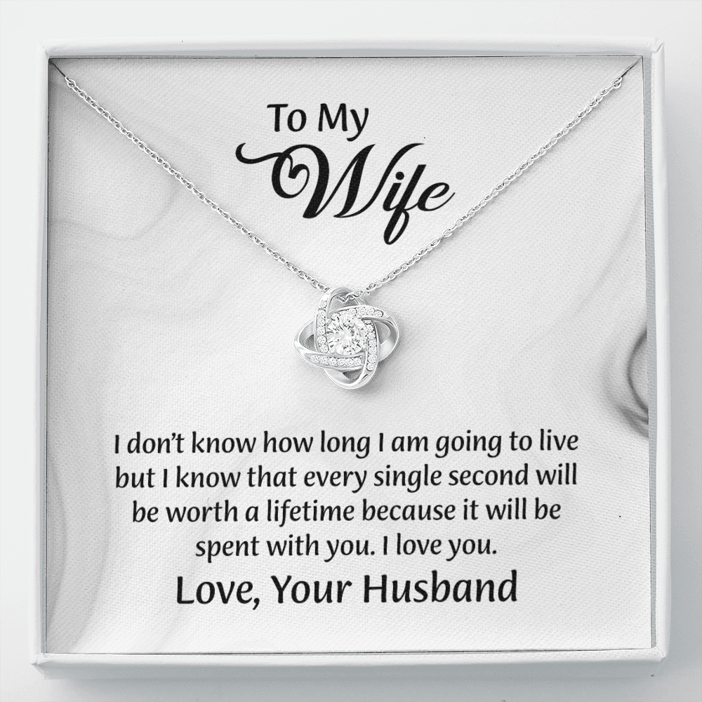 To My Wife Love Knot Necklace, Message Card Jewelry, Wife Jewelry, Anniversary Gift for Wife, Wife Birthday Gift, Necklace for Wife