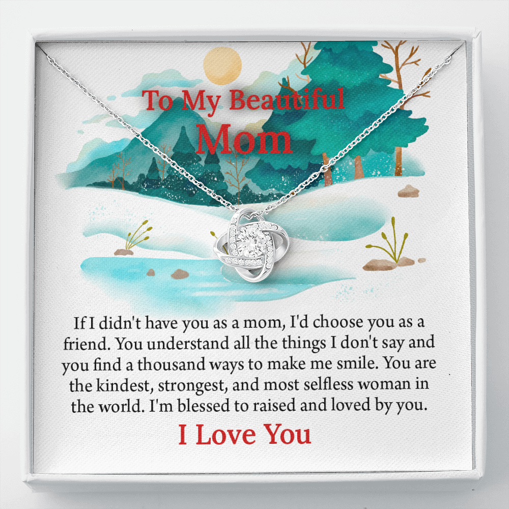 To My Beautiful Mom Love Knot Necklace From Daughter, Thoughtful Present From Son, Mothers Day Gift To Mom