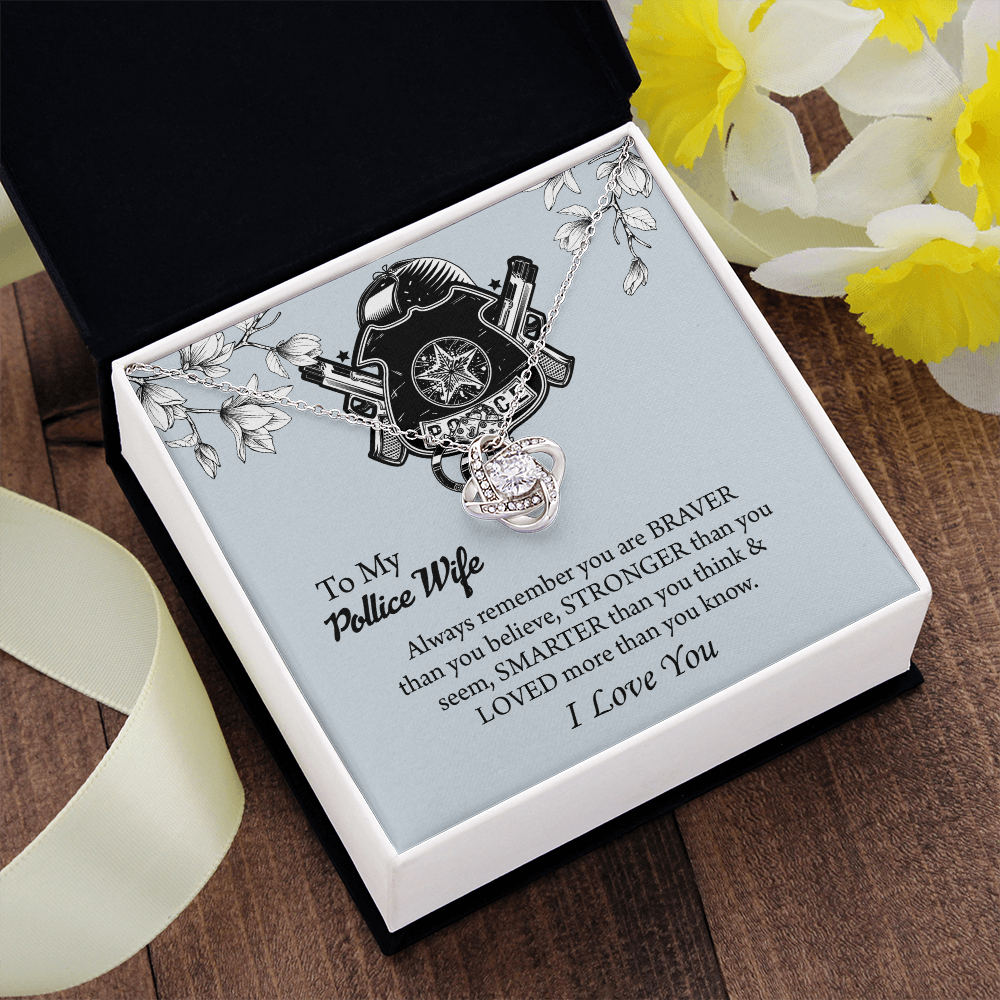 To My Police Wife Love Knot Necklace, Gift for Police Officer Wife, Police Wife Anniversary Present, Husband To Wife Birthday Gifts