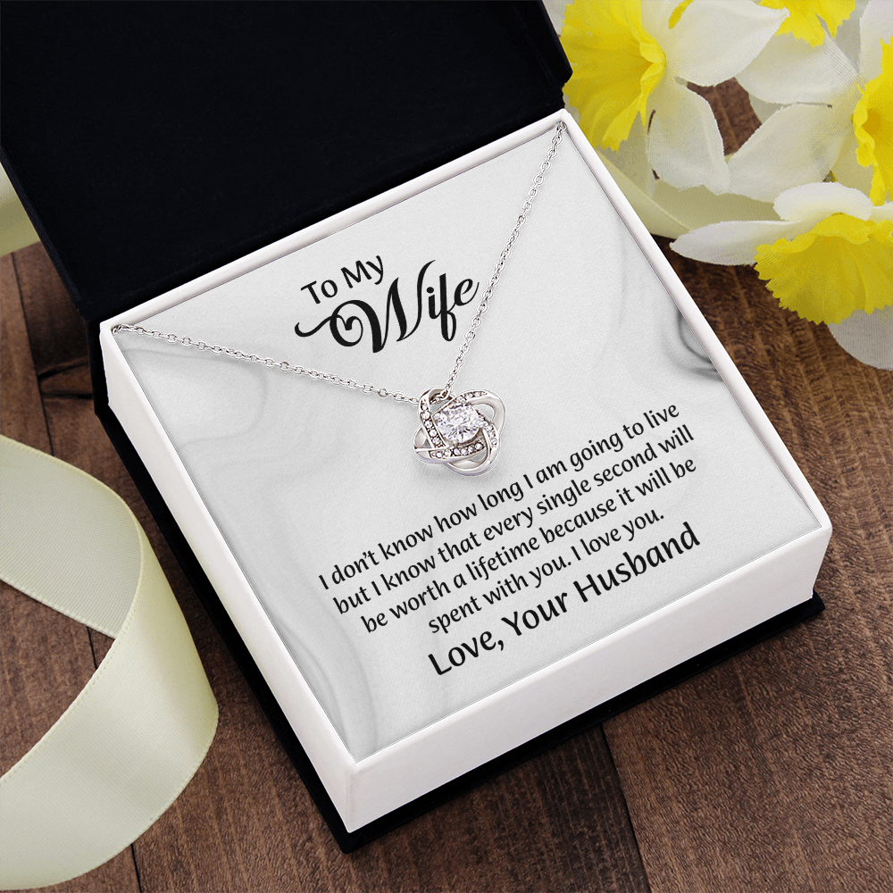 To My Wife Love Knot Necklace, Message Card Jewelry, Wife Jewelry, Anniversary Gift for Wife, Wife Birthday Gift, Necklace for Wife