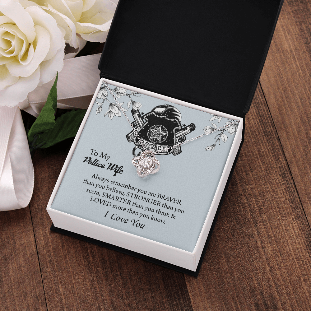 To My Police Wife Love Knot Necklace, Gift for Police Officer Wife, Police Wife Anniversary Present, Husband To Wife Birthday Gifts