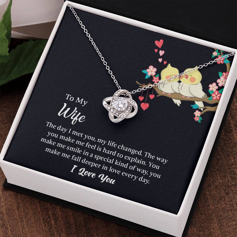 Love Knot Necklace for Wife, Message Card with Jewelry, Romantic Anniversary gift for Wife, Wife Birthday Gift