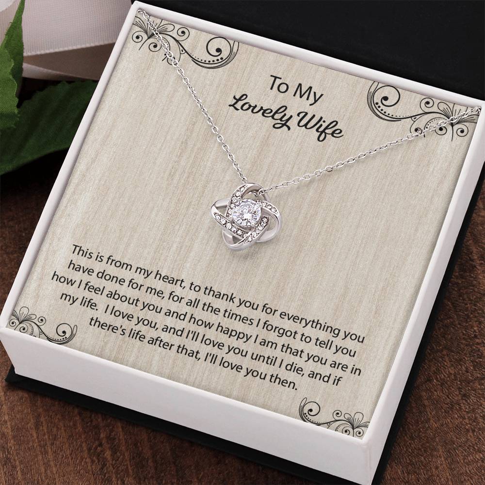 To My Lovely Wife Love Knot Necklace, Jewelry Gift For Wife , Anniversary Gift For Wife, Wife Birthday Gift, Necklace For Wife