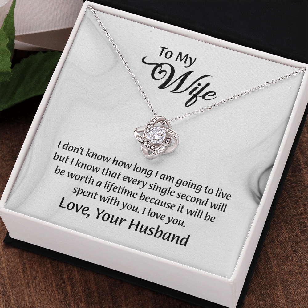 To My Wife Love Knot Necklace, Message Card Jewelry, Wife Jewelry, Anniversary Gift for Wife, Wife Birthday Gift, Necklace for Wife