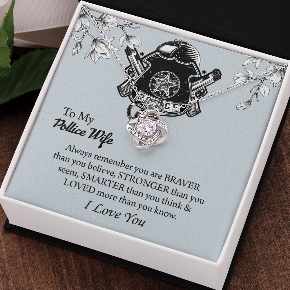 To My Police Wife Love Knot Necklace, Gift for Police Officer Wife, Police Wife Anniversary Present, Husband To Wife Birthday Gifts