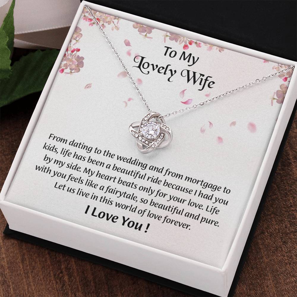 My Lovely Wife Love Knot Necklace, Romantic Anniversary Gift For Wife, Wife Birthday Gift, Necklace For Wife