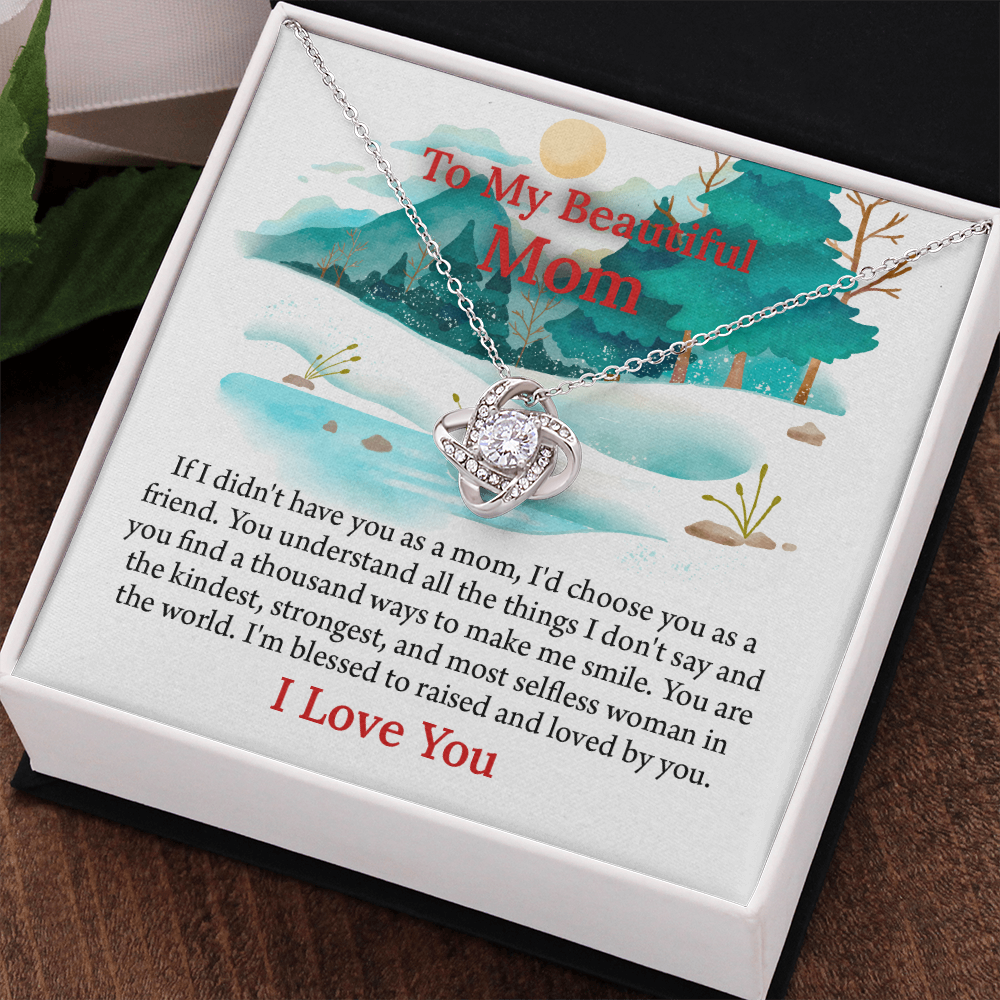 To My Beautiful Mom Love Knot Necklace From Daughter, Thoughtful Present From Son, Mothers Day Gift To Mom