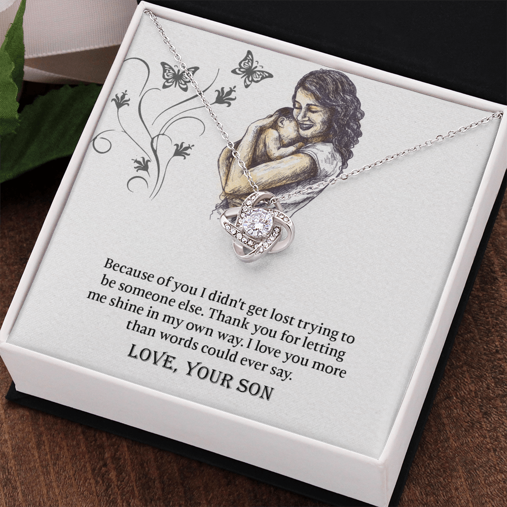 To My Mom Love Knot Necklace, Presents for Mom, Mothers Day Gift From Son, Mama Necklace