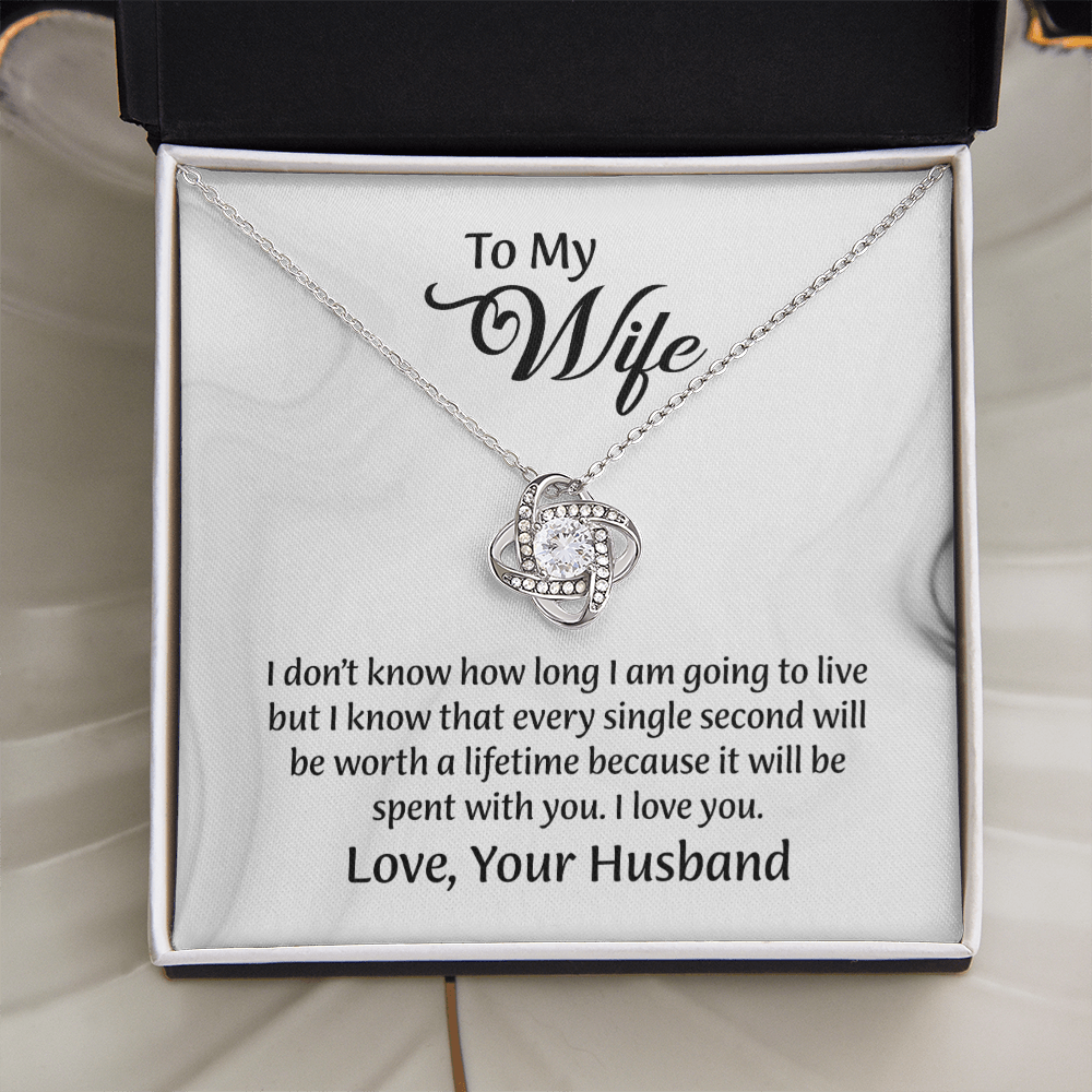 To My Wife Love Knot Necklace, Message Card Jewelry, Wife Jewelry, Anniversary Gift for Wife, Wife Birthday Gift, Necklace for Wife