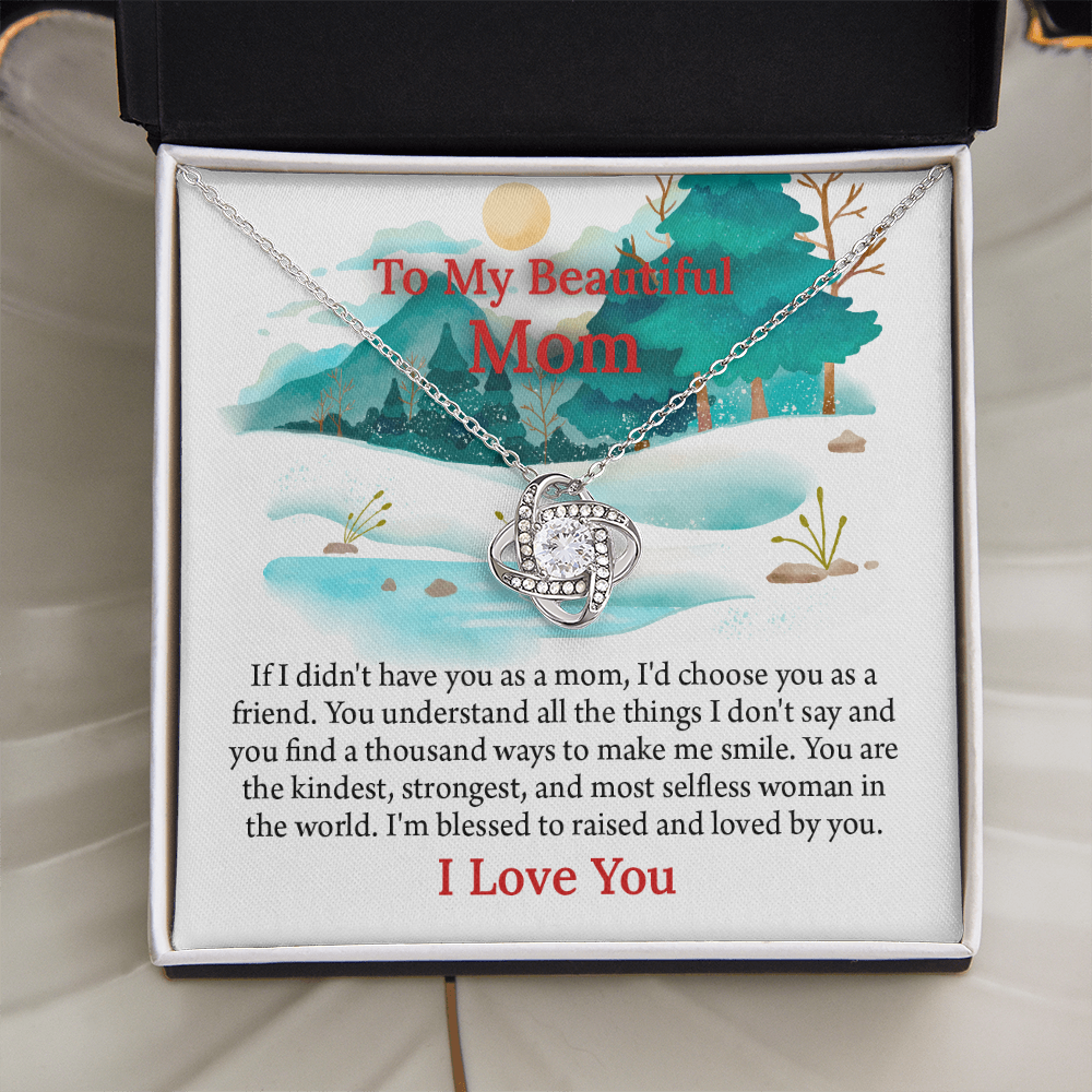 To My Beautiful Mom Love Knot Necklace From Daughter, Thoughtful Present From Son, Mothers Day Gift To Mom