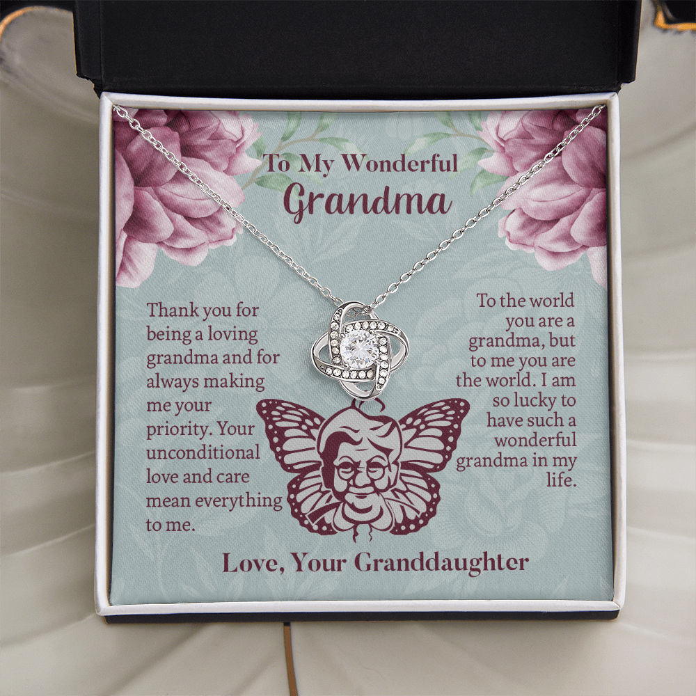 To My Wonderful Grandma Love Knot Necklace, Grandmother Necklace, Grandma Gift, Gift For Grandma from granddaughter