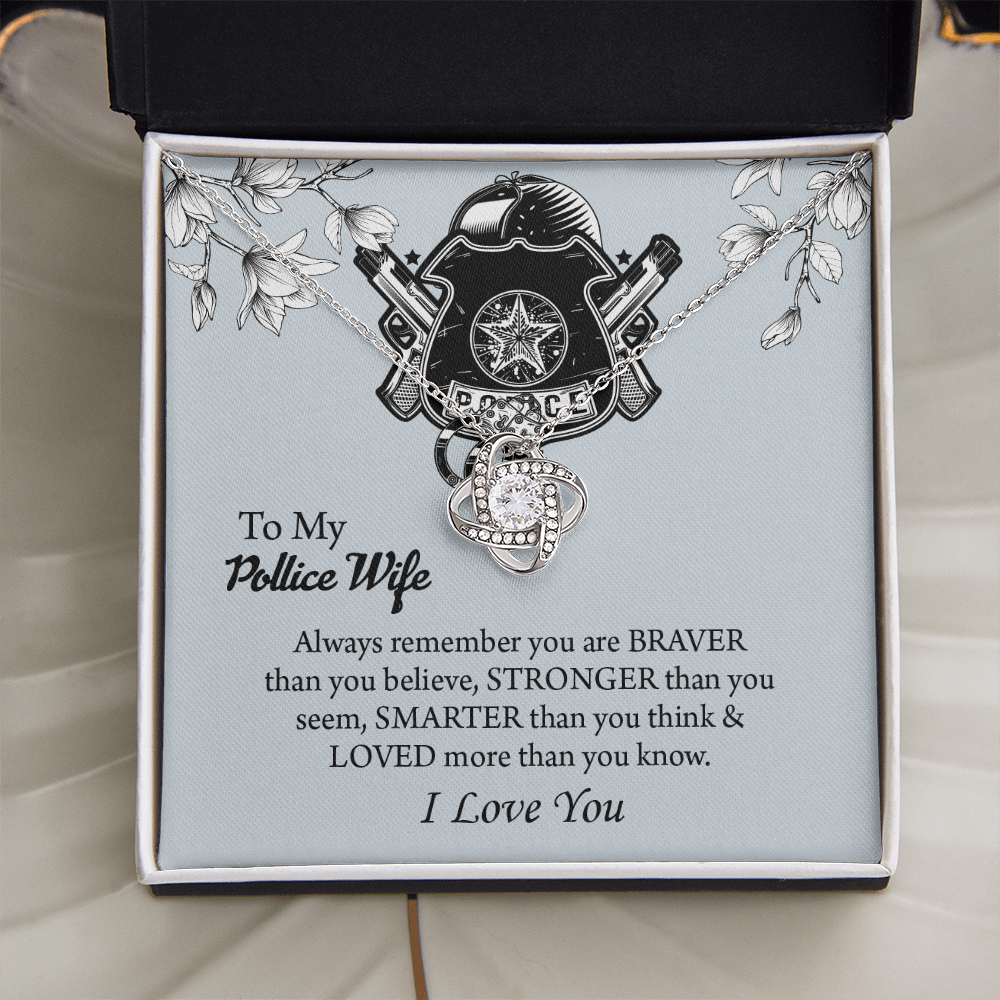 To My Police Wife Love Knot Necklace, Gift for Police Officer Wife, Police Wife Anniversary Present, Husband To Wife Birthday Gifts