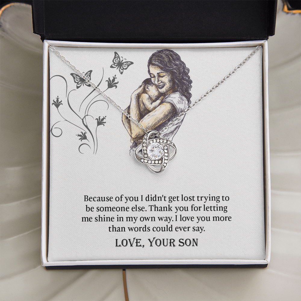 To My Mom Love Knot Necklace, Presents for Mom, Mothers Day Gift From Son, Mama Necklace