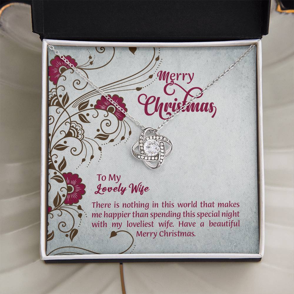 To My Lovely Wife Love Knot Necklace, Christmas Gift From Husband, Sentimental Gift For Wife, Meaningful Gift For Her, Romantic Jewelry For Wife, Love Message Card Gift